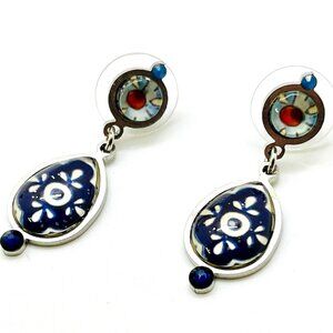 Boho Earrings Yoolie Birthday Gift Funky Boho Style Blue Red Glass Gift